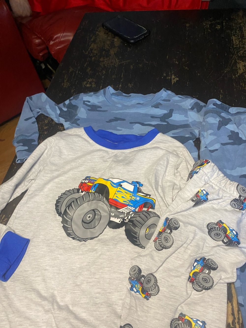 Boys Monster Truck Pajama Set - Grey & Blue